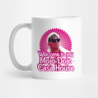 Mojo Dojo Casa House Barbenheimer meme in pink Mug